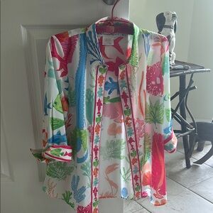 Gretchen Scott Designs 3/4 sleeve blouse Button Down Shirt Medium